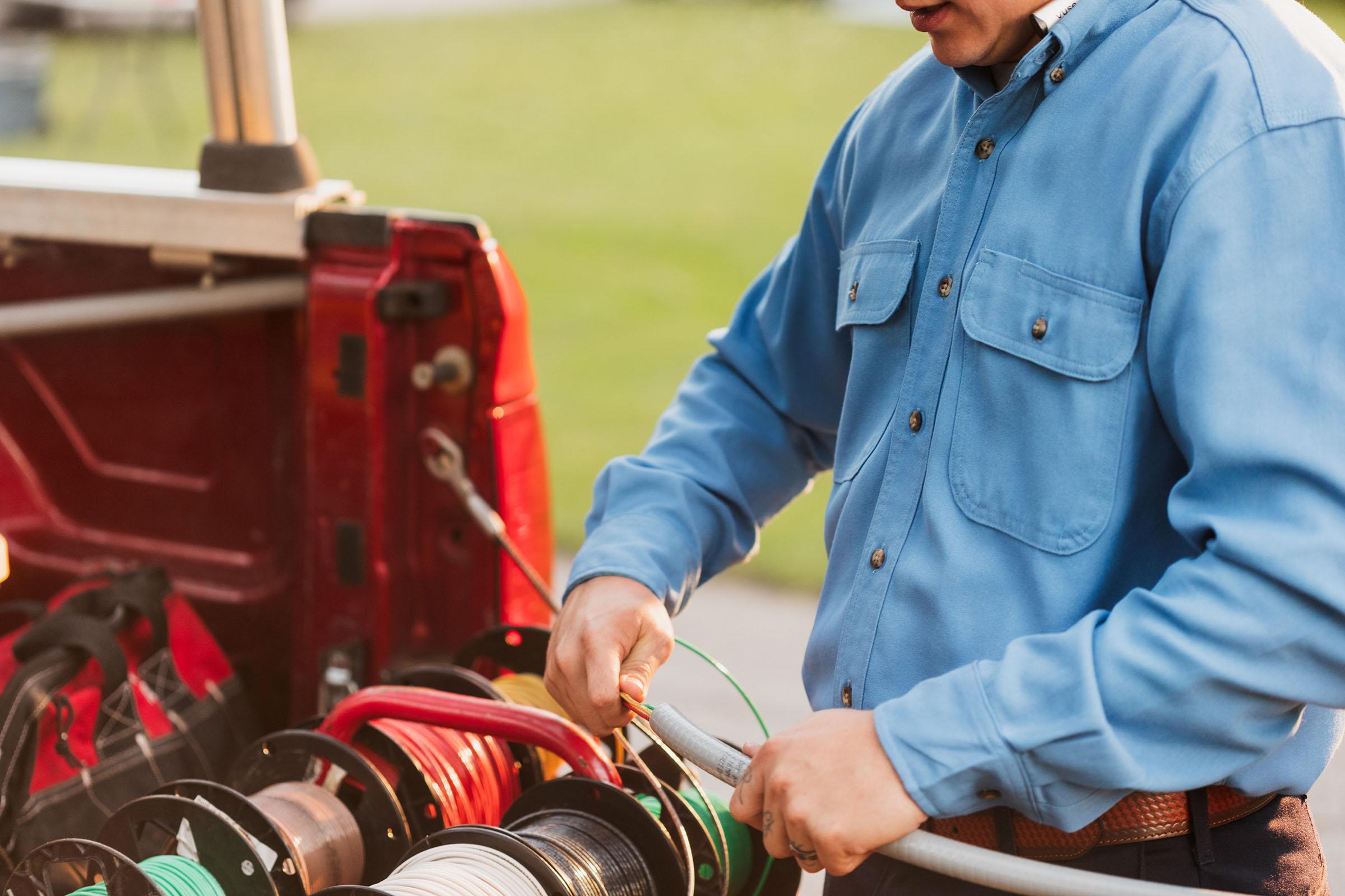 Electrical contractor in UltraSoft shirt.